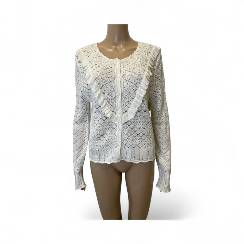 Sundance Crochet Elegant Knitted Linen Blend Cardigan size M